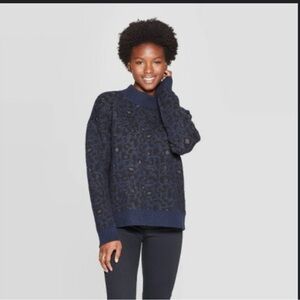 Leopard print mock turtleneck